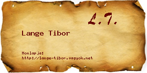 Lange Tibor névjegykártya